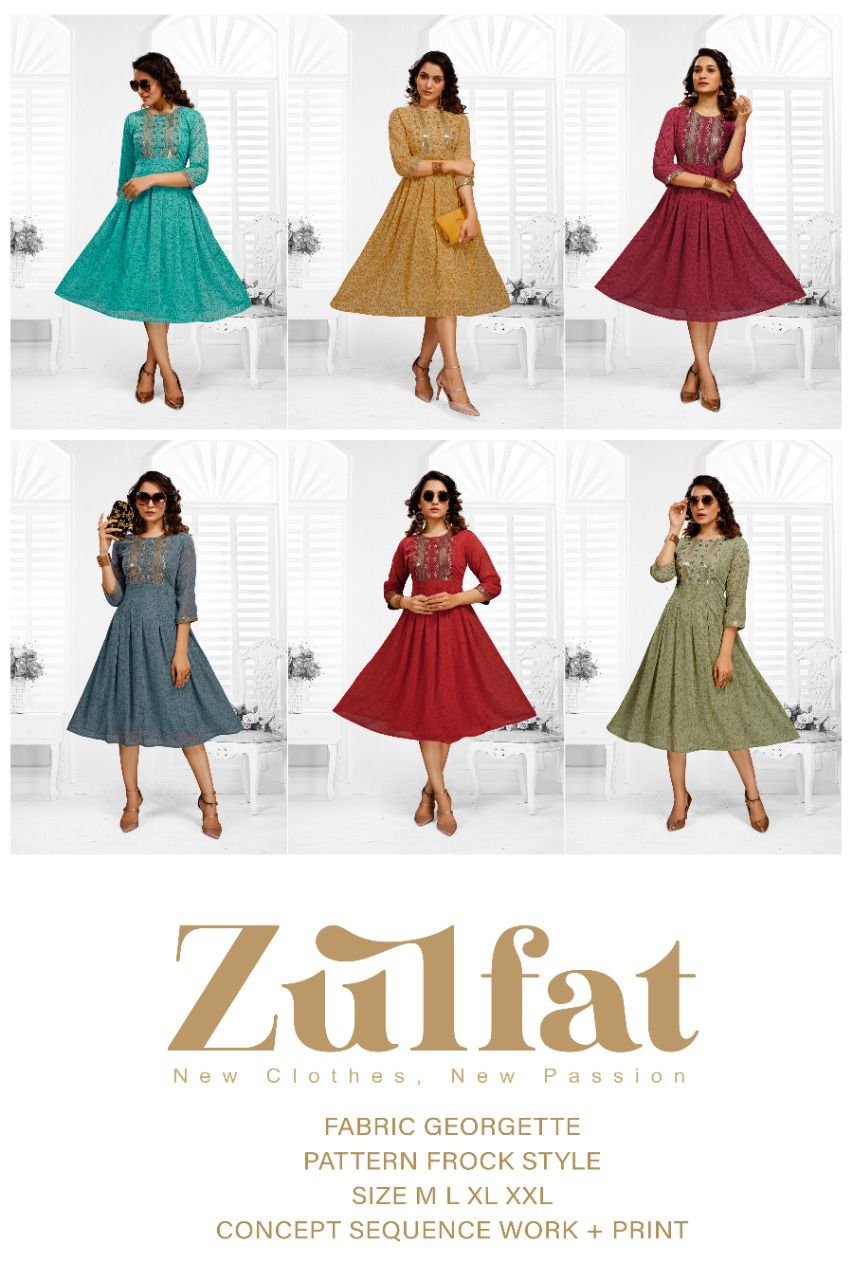 Zulfat 8153 New Regular Wear Georgette Printed Kurti Collection